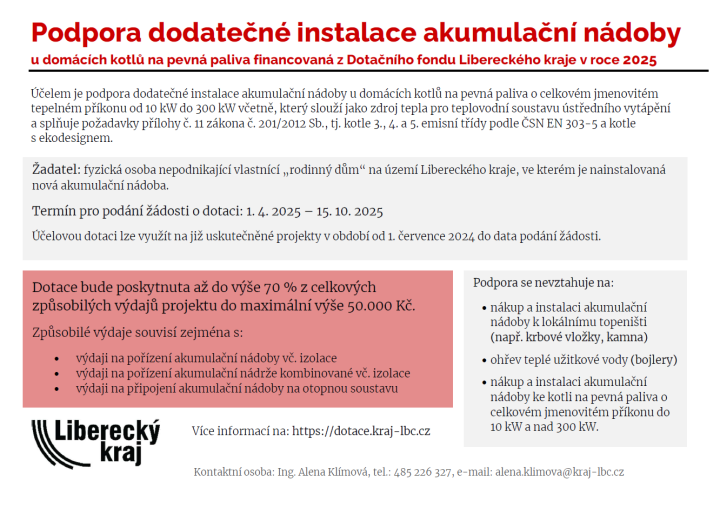 dotace na dodatečnou instalaci akumulační nádoby